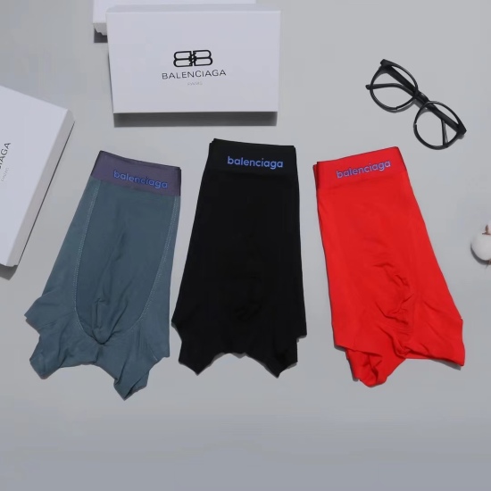 2024.01.22 Balenciaga Boutique Box Men's Underwear! Foreign trade foreign orders, high quality, scientific matching of Modal seamless cutting technology with 91% Modal+9% spandex silk, smooth, breathable and comfortable! Stylish! Not tight at all, designe