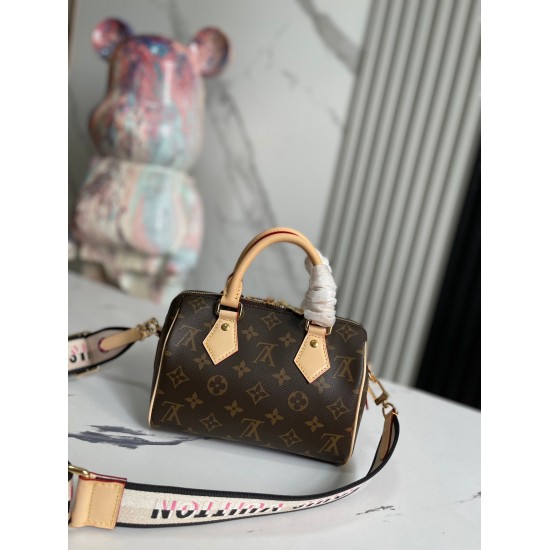 20231126 P590 [Exclusive Top of the line Real shot] M46234 Presbyopia Speedy Pillow Bag Series M45957 SPEEDY BANDOULIRE 20 Handbag This Speedy Bandoulire 20 Handbag features Monogram canvas, cowhide trim, and fabric lining, continuing the classic design o