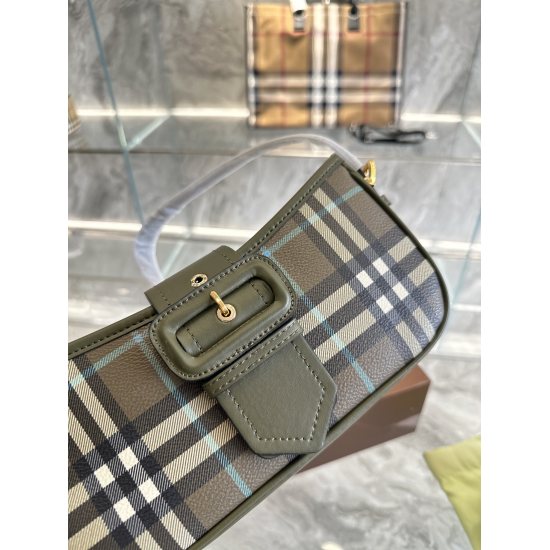 2023.11.17 Brown p215 Green p225BURBERRY | Retro Underarm Bag Fashionable Stuck in Love, New Burberry ss23 Underarm Bag, Retro Classic Plaid Element Loves Both Classic and Fashionable 25cm