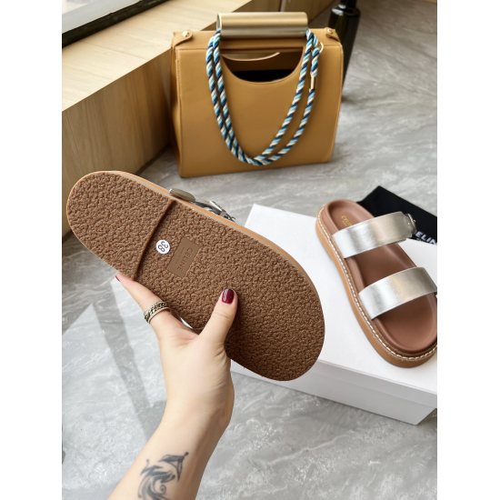 20240414 CELlNE Retro Roman Thick Sole Shoes and Slim Slim Slippers, Comfortable to Wear with Slim Pants and Skirts, FUlOMPHE Rubber Outsole Size 35-42, p190