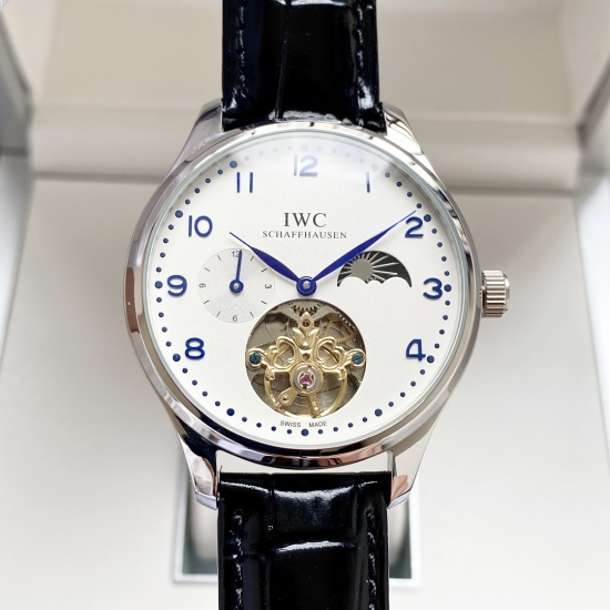 20240408 White Shell 550, Rose Gold 570. 【 Classic Retro Fashionable and Elegant 】 Wanguo-IWC Men's Watch Fully Automatic Mechanical Movement Mineral Reinforced Glass 316L Precision Steel Case Leather Strap Simple and Exquisite Business and Leisure Size: 
