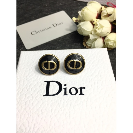 20240411 BAOPINZHIXIAO Dijia New CD Letter Black Oil Drop Round Earrings ✨✨ Vintage brass genuine gold electroplating 15
