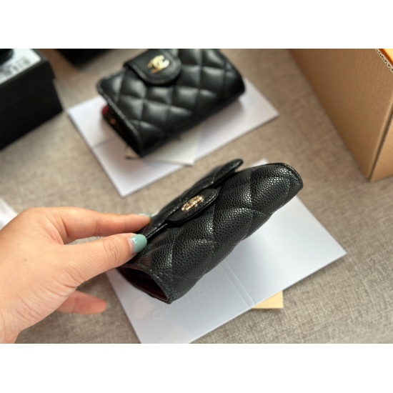 2023.09.03 160 box of Xiaoxiangjia caviar wallet Chanel classic short wallet ⚠️ Full skin inside and outside! ⚠️ Head layer cowhide! A daily outing with enough change and card! (The packaging is very high-end) ❤️）
