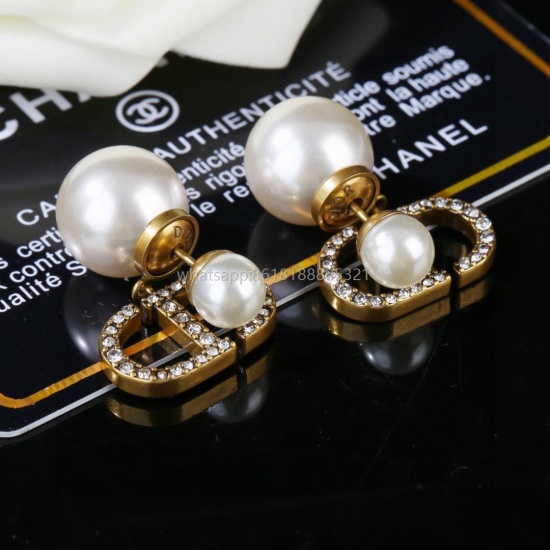 2023.07.23 Earrings. Dior Dior D Family Chain Pearl Set Seasonal Official Website New Product Counter 1:1 Carefully Created Original Consistent Brass Material Perfect for Daily Wear