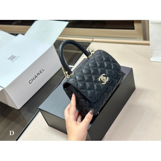 2023.10.13 220 Comes with Folding Box Aircraft Box Size: 20.13cm Chanel Coco Handle Handbag Grained Cowhide Material Original Gold Plated!!