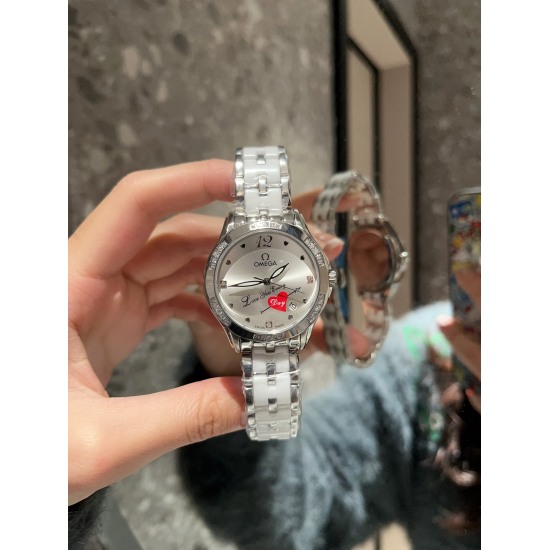 20240408 White 260 Mei 280 Belt Ceramic Same Price Omega [OMEGA] Physical Beauty and Exquisite Women's Watch Genuine Cowhide Ceramic Strap Imported Quartz Movement Precise Time Travel Sapphire Crystal Super Strong Mirror Surface Scratchable, Year and Mont