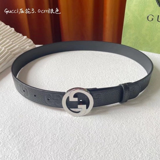 2023.08.24 inches wide, this belt is meticulously crafted with GG leather, showcasing the brand's logo with a highly sophisticated style, creating an accessory that combines classic elements with modern essence. The circular interlocking double G belt buc