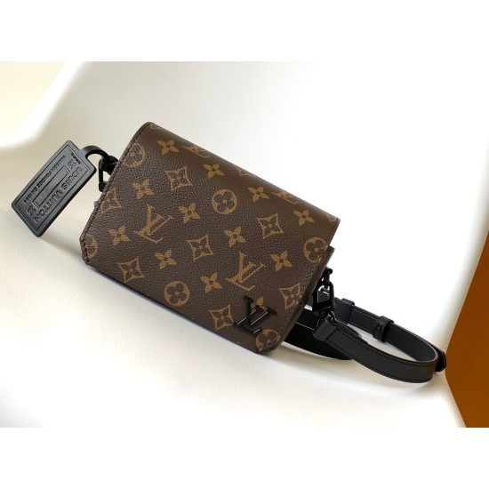 20231125 P530M82085 [Old Flower] Top of the line original Flap mini handbag is made of cowhide leather, and its cut edges are inspired by the LV Aerogram series's creation of old French aviation letterhead. LV lettering details, magnetic snap flip open am
