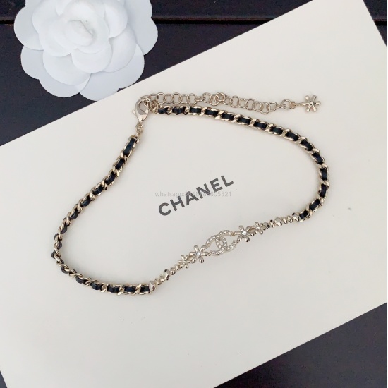 2023.07.23 ch * nel's latest black leather necklace is made of consistent Z brass material