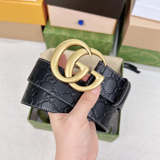 GUCCI. Gucci Full Set Packaging 3.8cm Imported Calf Leather Embossed, Genuine 1:1 Perfect Reproduction Original cowhide sole, refined from Gucci Signature leather using hot embossing technology, with a thick touch and clear printed pattern