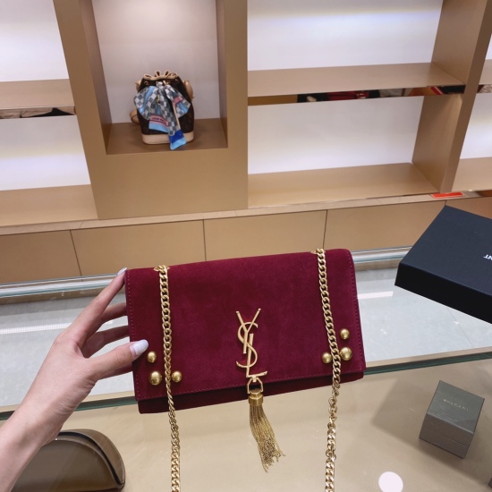 Special offer on October 18, 2023: 155 YsL/Saint Laurent ♥️         KATE series counter new synchronous top layer suede purchase original order quality old selection version 1:1 logo hardware show new limited edition size 24.5.14 cm sealed packaging