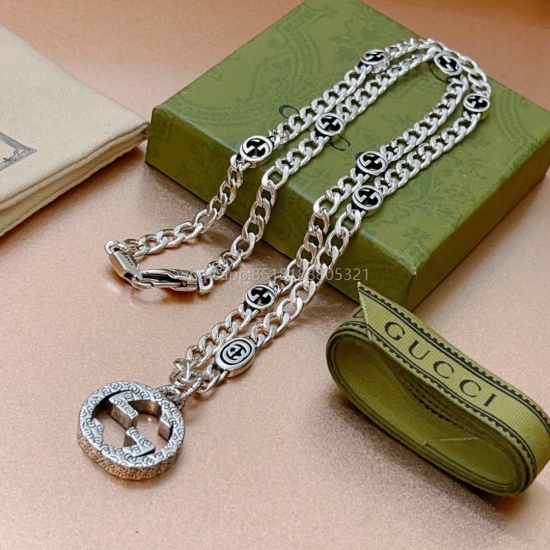 2023.07.23 Gucci Necklace 2023 Latest Chain Grade Higher Star Same Anger Forest Series Double G Gucci Necklace Chain Length CM Can be Changed Length Details Old Treatment Non market Bright Edition This has been a hot selling item in Gucci, very good match