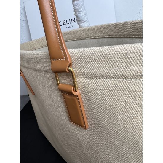 20240315 P780 CELINE Tote White Weaving Calfskin Beach Shopping Bag: The most suitable for summer weaving, paired with warm caramel brown cowhide, as always simple and elegant, with a screen printed logo that is particularly eye-catching. Like other shopp