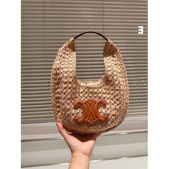 2023.10.30 P185 aircraft box ⚠️ Size 30.30 Celine Hobo straw woven bag is very textured, cool and cute, and the upper body is incomparable. It is a must for every girl who pursues beauty