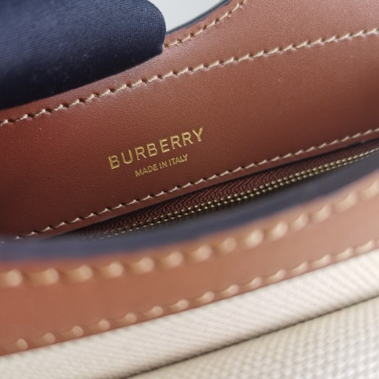 2024.03.09p650 Burberry Original [Model 0621] Top of the line collection inspired tote bag, made of carefully selected canvas and stitched leather, decorated with brand logo pattern on the front pocket. It can be carried with reinforced leather handles or