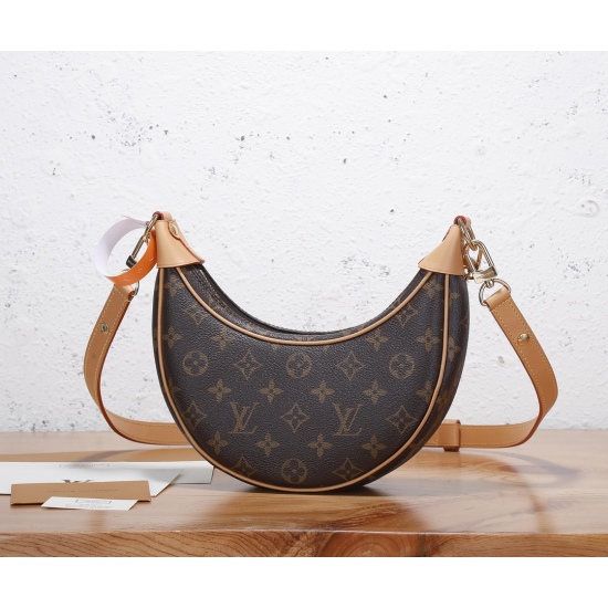 20231125 P470 ‼ Top grade original order, all steel hardware ‼ Nicolas Ghesquire traced the Croissant handbag from the Louis Vuitton archives and launched the Loop Half Moon Staff Bag in the early spring 2022 collection. The compact configuration fits the