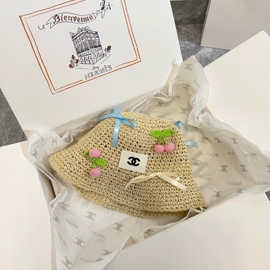 20240413 special P60 with dust bag [Chanel] 2024 summer woven playful sun shading fisherman hat romantic beach style! Super beautiful! The trend of cute butterfly elements this year~