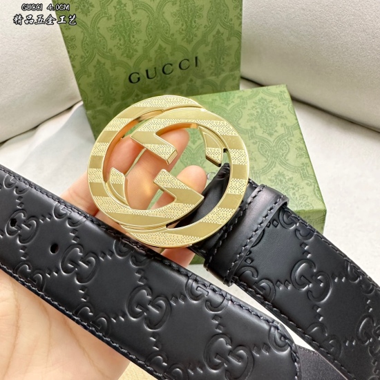 2023.12.14 GUCCi Gucci Men's Width 4.0CM Simple and Elegant Boutique Hardware Imported Leather Wearing Effect Very Good Gift for Self Use Best Recommendation