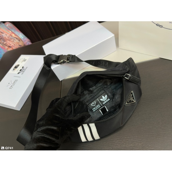 2023.11.06 170 gift box Prada chest bag/waist bag Prada co branded Adidas parachute fabric counter popular series multi-purpose backpack can be used as chest bag, waist bag, crossbody bag, multi-purpose bag for men and women, popular item among many celeb