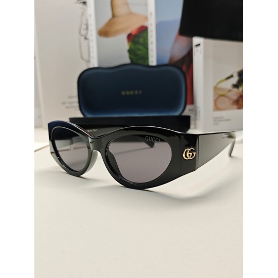 20240413 P90 New Gucci Gucci Sunglasses Cat Eyes Fashion Trend Ultra Light and Simple Retro Wide Mirror Leg Sunglasses