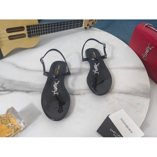 20240403 250 [Saint Laurent] Saint Laurent, Tablet Clamping Sandals 2023 Early Spring Counter synchronized with the latest models, YSL, Logo letter diamond buckle decoration, classic and beautiful masterpiece counter, the hottest spring and summer collect