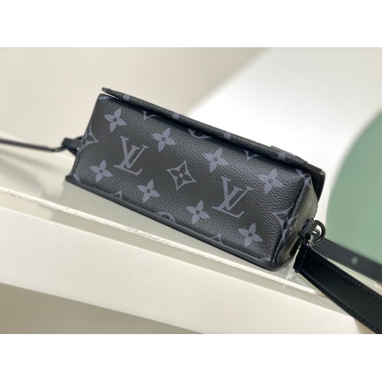 20231125 p520, M82085 [Black Flower] The top-level original Flap mini handbag is made of cowhide leather, and its cut edges are inspired by the LV Aerogram series's creation of old French aviation letterhead. LV lettering details, magnetic snap flip open 