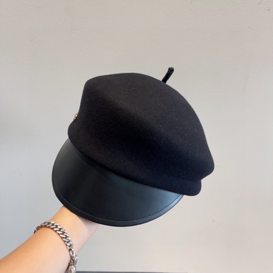 2023.10.2 100Dior Knight Hat, Woolen Duck Tongue Military Hat, 100% Wool Fabric, Head Circumference 57cm
