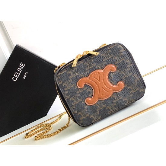 20240315 P750CELIN-E 2023 Early Spring | Box On Chain Small Box New Small Box Launched ☑ Box body+adjustable chain shoulder strap, paired with the Triumphal Arch logo leather label, full of design sense, cute and special~The capacity is not small, it can 