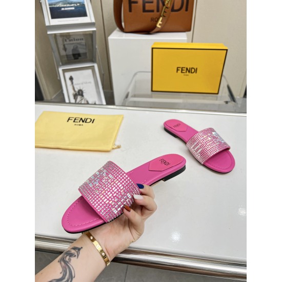 20240403 P190 (Customized Leather Bottom Ten 40) 2023 Fenjia's Latest Seasonal Popular Diamond Slippers Size: 35-42