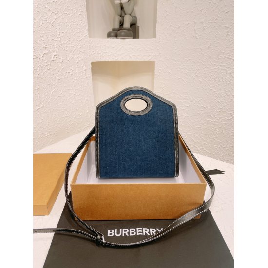 2023.11.17 P205 BURBERRY (original order) Burberry counter classic messenger bag practical and durable Canvas checkered bucket bag made of jute and cotton blended material ✌ Waterproof linen top leather handle essential for all seasons, including Lin Xinr
