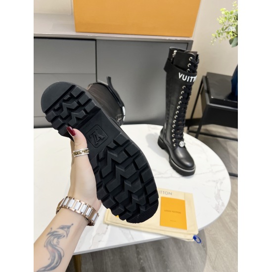 2023.11.19 Ex-works leather surface 400 in stock ❤❤❤ Complete packaging! Louis Vuitton LV Women's Upper Drip Glue Lace Up Short Boots Full Leather Thick Sole Martin Boots French OEM Original 1:1 Reproduction! The material is authentic! All made of 100% ge