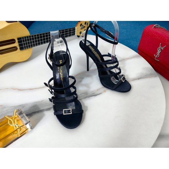 20240403 280 [Saint Laurent] Saint Laurent, Slim Heel Sandals 2023 Early Autumn Counter synchronized with the latest models, YSL, diamond decorations, classic and beautiful works, the hottest spring and summer collection, combining temperament, fashion, c
