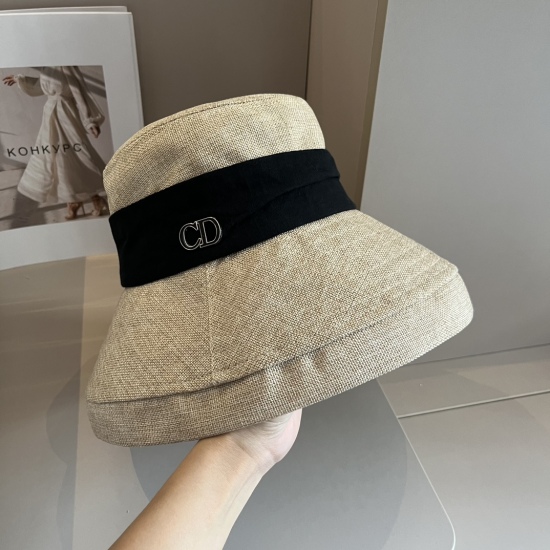 220240401 65Dior Cotton and Hemp Fisherman Hat, Foldable, Headcircumference 57cm