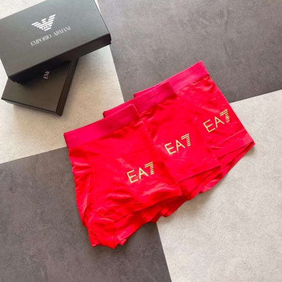 2024.01.22 Red and bustling 2021 Bring your own gift as a great gift! Armani classic fashionable men's underwear! Foreign trade foreign orders, original quality, seamless cutting technology, scientific matching of 91% modal+9% spandex, silky, breathable a
