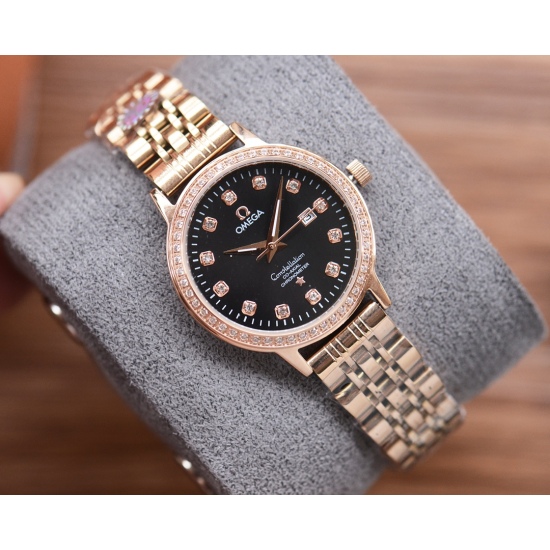 20240408 White shell 240, Gold shell 260, Ceramic strip+40. 【 New Style Classic Hot Sale 】 Omega Women's Watch Imported Quartz Movement Mineral Reinforced Glass 316L Precision Steel Case Precision Steel Band Fashionable Design Elegant and generous Size: W