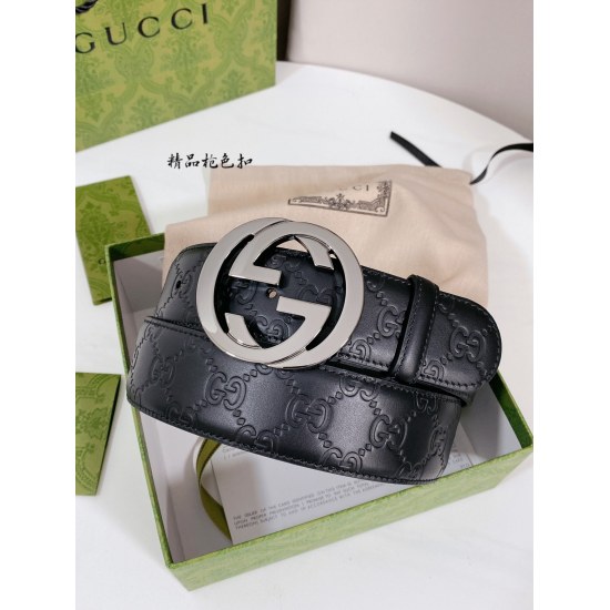 GUCCI. Gucci Full Set Packaging 3.8cm Imported Calf Leather Embossed, Genuine 1:1 Perfect Reproduction Original cowhide sole, refined from Gucci Signature leather using hot embossing technology, with a thick touch and clear printed pattern