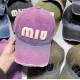 220240401 P50miumiu Miao Miao baseball cap gradient color hole made old baseball cap