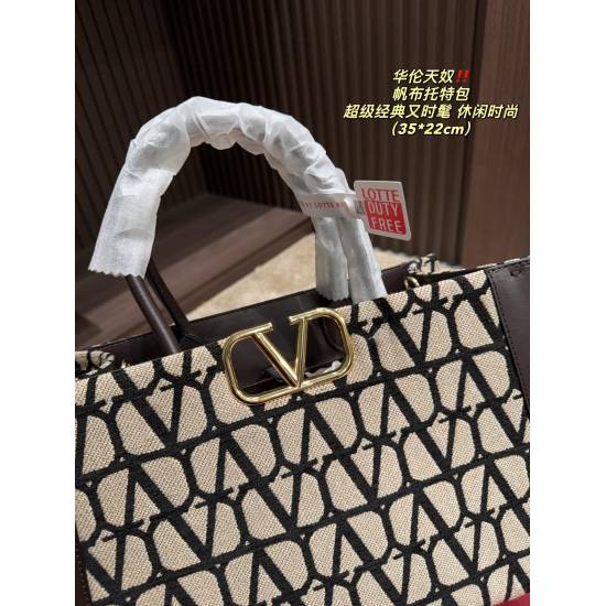2023.11.10 P235 folding box ⚠️ Size 35.22 Valentino Canvas Tote Bag Super Classic and Fashionable Surprise Versatile and Exquisite Everyday Outgoing