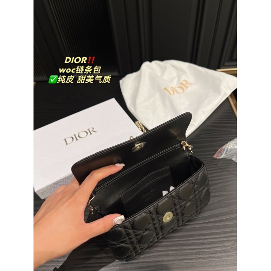 2023.10.07 P285 box matching ⚠ Size 19.9 Dior Woc Chain Pack ✅ Pure leather and salt can be sweet, extremely beautiful, fashionable, versatile, cute and charming girl is you