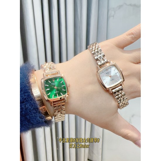 20240408 steel strip 185, Rolex # new low-key luxury women's antique watch, small square watch with Swiss quartz movement, luminous bar nail dial alloy material and platinum plating, overall texture and temperament have changed, exquisite feeling up! Pair