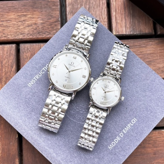 20240408 White shell 190, Rose gold 210, Steel strip+20. [Elegant, Fashionable, Classic, Hot Selling] Omega Omega Couple Watch Imported Quartz Movement Mineral Reinforced Glass 316L Precision Steel Case Precision Steel Band Fashionable Design Elegant and 