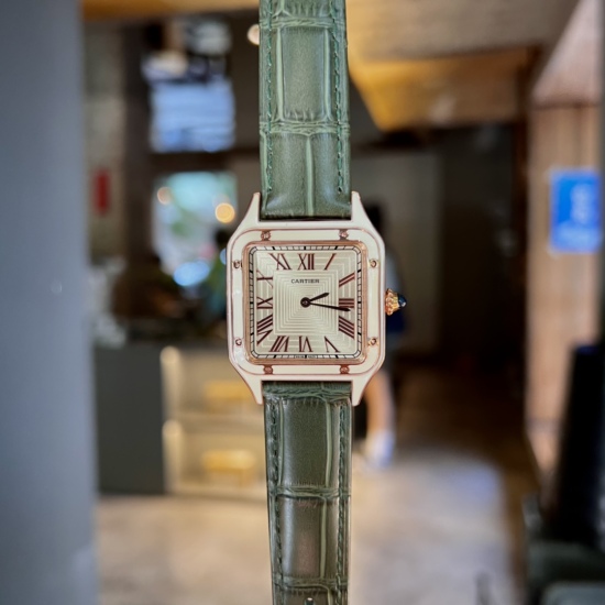 20240408 [White 320/Rose 340] 2023 Latest Global Limited Edition Cartier Sandoz Series Watch, Couple Pair, Neutral Style, 316L Precision Steel Case, Spinel Ball Handle, Sunray Pattern Matte Effect, Classic Roman Numeric Time Mark, Sword shaped Blue Steel 