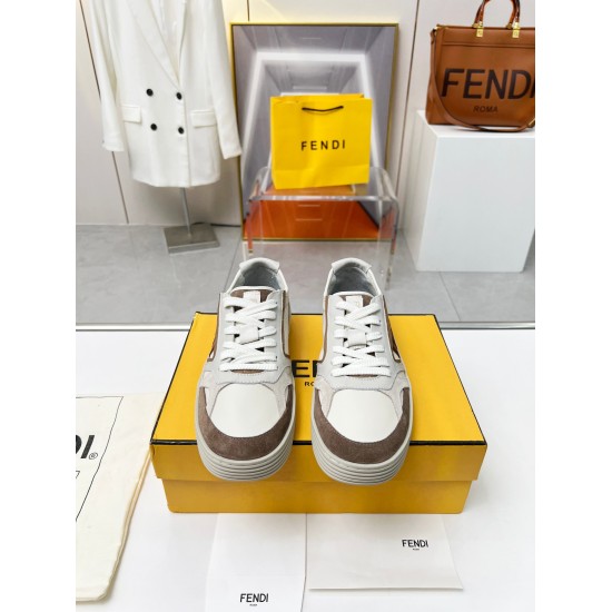 20240407 FENDI's latest sneakers for couples are versatile. Upper: imported top layer cowhide+high silk glossy cowhide suede lining: imported silk cowhide lining. Bottom: TPU