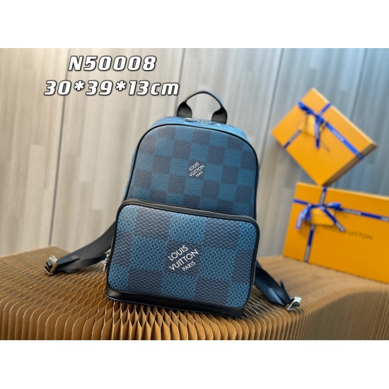 20231126 Internal Price P560 Top of the line Original [Exclusive Background Style Number: N50008 Blue Grid] This Campus backpack features various sizes of Damier plaid patterns on flexible coated canvas, showcasing a striking contemporary style. The zippe