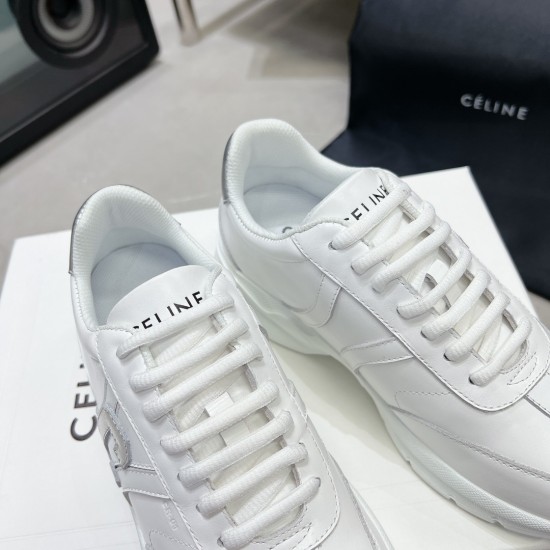 20240407 Factory price 260 Celine Celine Siline new casual shoes, German training sports shoes, small white shoes. We have purchased a pair of shoes that are full of street feel from the counter. The latest big C design is very impressive. This shoe has i