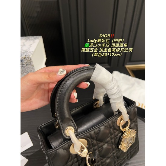 2023.10.07 Four grid P340 folding box ⚠ Size 20.17 Dior Dior Lady Princess Bag ✅ Imported sheepskin, top-notch original single, original hardware, rich and precious, with a visual sense of elegance and cuteness. It is a sharp tool with a perfect concave s