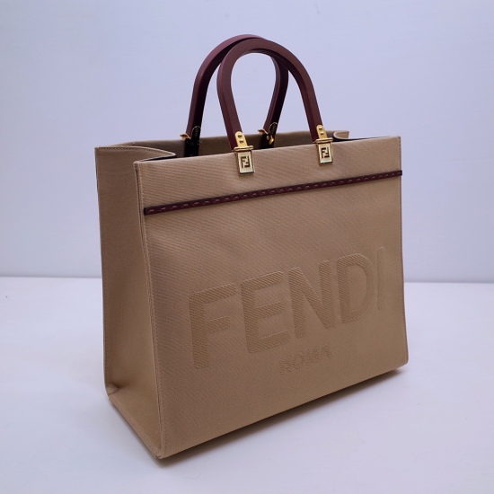 2024/03/07 p880 [FENDI Fendi] New Sunshine beige canvas tote bag, decorated with same color 