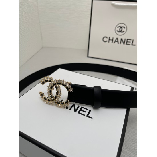 2023.12.14 [Brand] Chanel Women's Belt [Description] Double sided original leather adjustable belt, made of calf leather material, equipped with palladium gold and silver steel metal buckle, made of cowhide material, stainless steel Chanel buckle 3.0cm, m