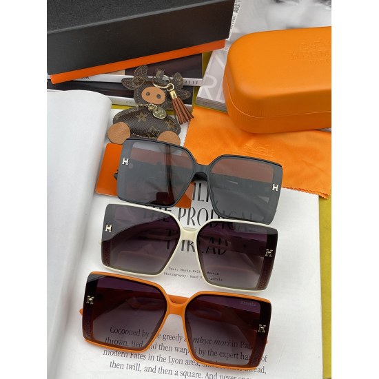 220240401 P85 [Polarized Series Sunglasses] HERMES Herm è s Original Shipping Online Popular Super Popular Classic Luxury Global Style [Strong] [Cool] [Kissing] Fashion Box Sunglasses [Proud] Extraordinary temperament Classic Large Frame Style Sunglasses 