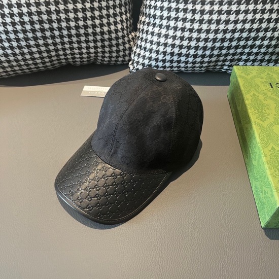 2023.07.22 batch Gucci (Gucci) classic original single Baseball cap, small double G leather stitching, 1:1 mold opening custom, excellent quality! The cowhide embossing on the top layer of the brim is of excellent quality! Basic head circumference 56, adj